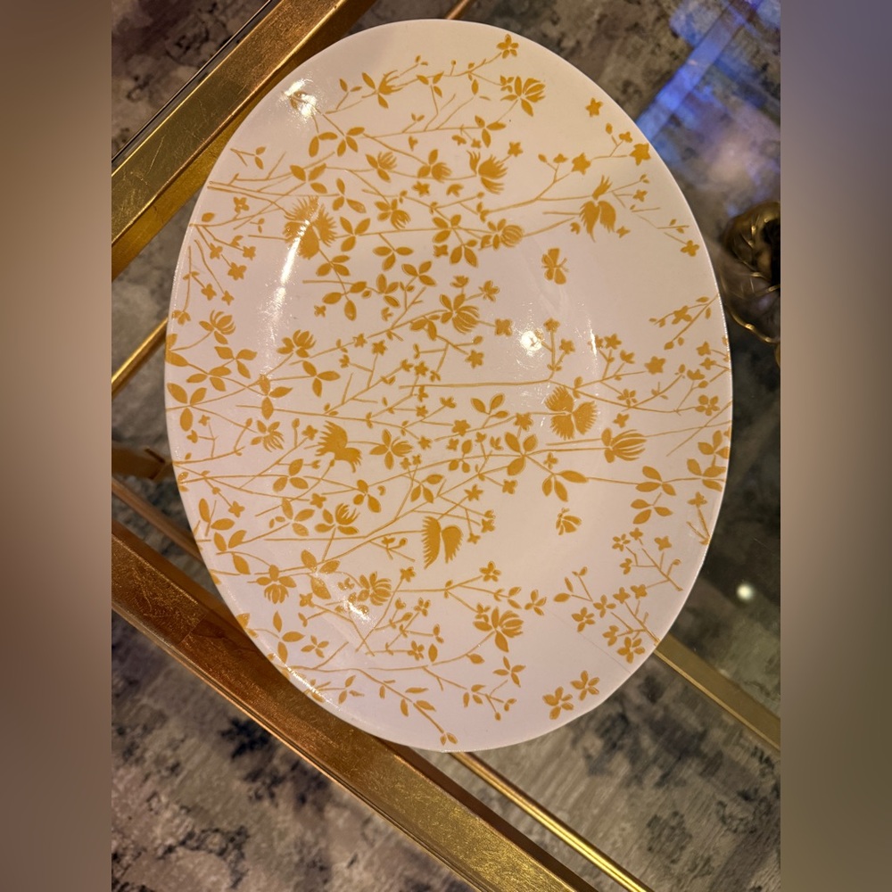 Sheffield Golden Meadow Oval Platter 13" x 10" Yellow Floral Pattern Ironstone